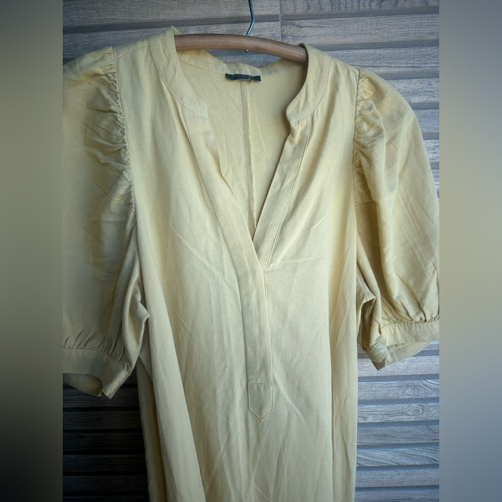 Ann Taylor Long Sleeve Buttery Yellow LINEN Dress - Picture 5 of 8